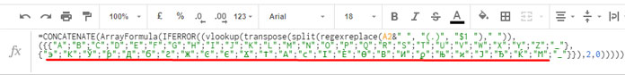 customize cipher code in Google Sheets