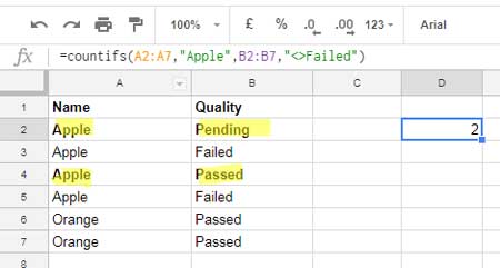 what is the symbol for does not equal in google sheets