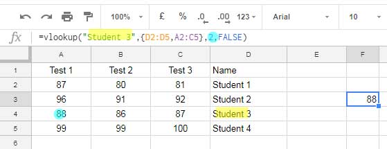 Leftward/Reverse Vlookup in Google Sheets