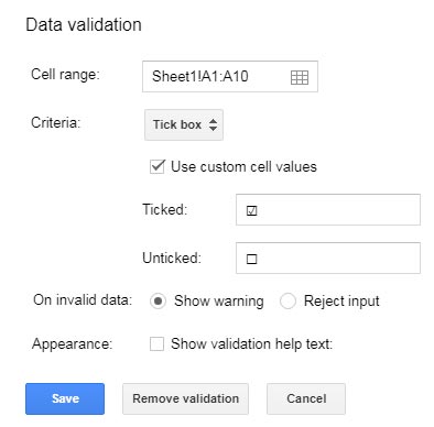 Data Validation to Retain Tick Boxes with Import Range