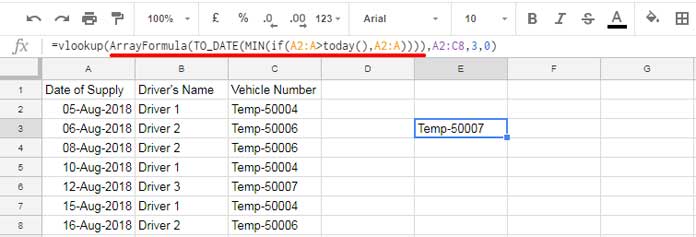 Vlookup to Lookup Closest Date to Today