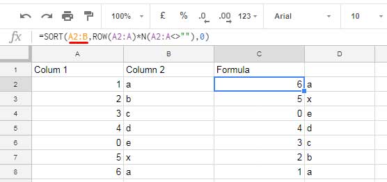 Flipping multiple columns in Google Sheets