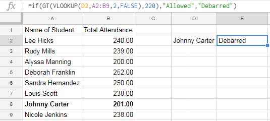 IF and VLOOKUP combination with comparison operators in Google Sheets