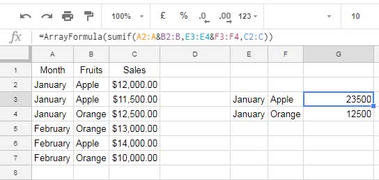 SUMIFS Array Formula: Alternative Solution Using SUMIF