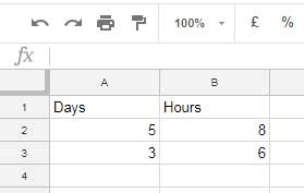 weighted mean example in google sheets
