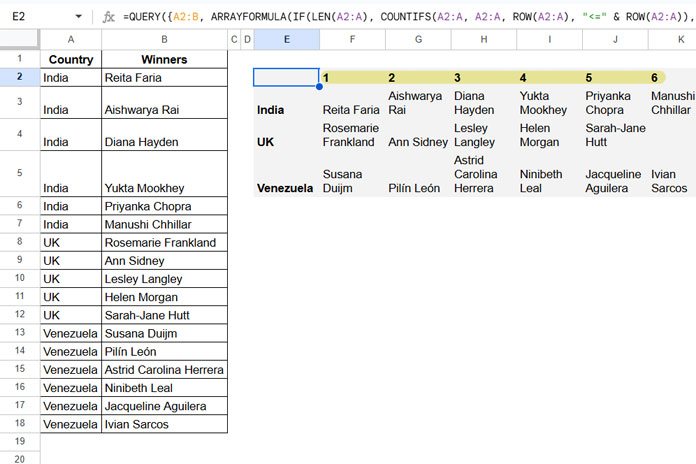 Aggregated strings using QUERY with pivot, including header (helper column values)