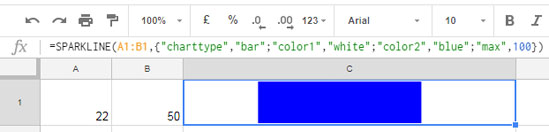 change bar color in sparkline in google sheets
