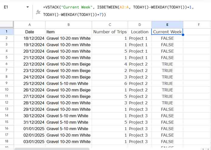 Sample Data to Sum Current Work Week Range with QUERY