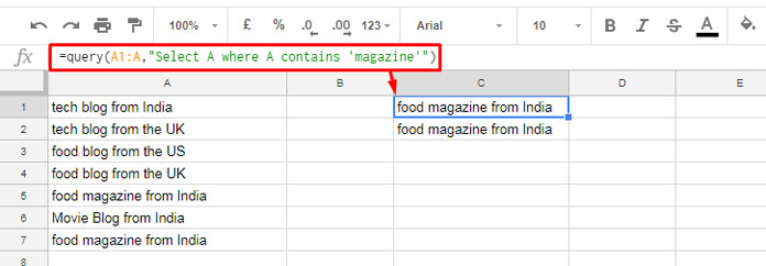 Contains Substring Match In Google Sheets Query How To