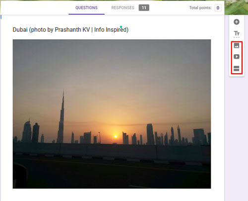 Inserting images and videos into Google Forms