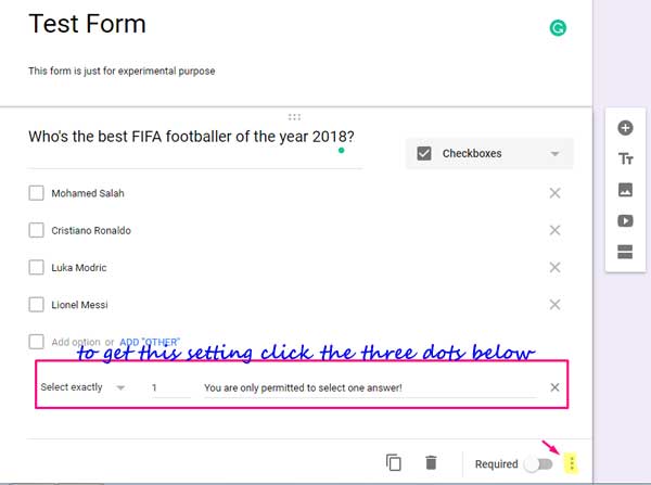 Create Checkboxes in Google Docs Form