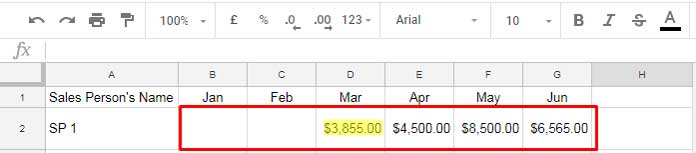 return first value in a row after skipping blank cells