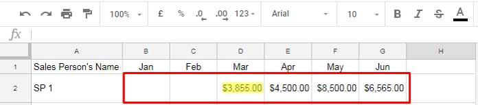 Return first value in a row after skipping blank cells