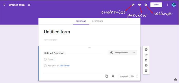 Understand the home screen of Google Docs Forms