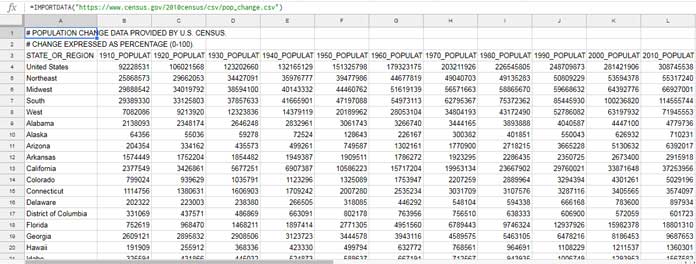 Importdata Formula in Google Sheets with CSV