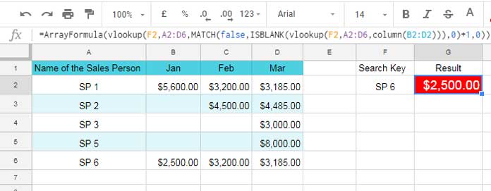Move to the next column in Vlookup