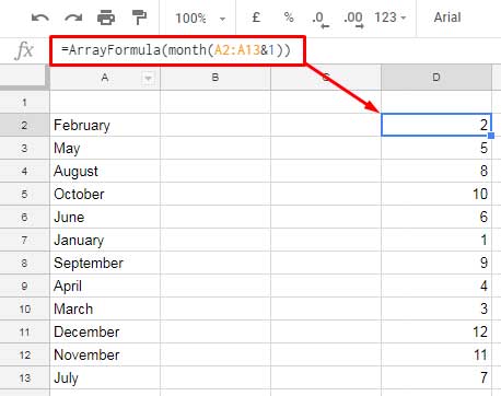 how to SORT month in text to month order