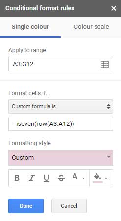 ISEVEN in Conditional Formatting