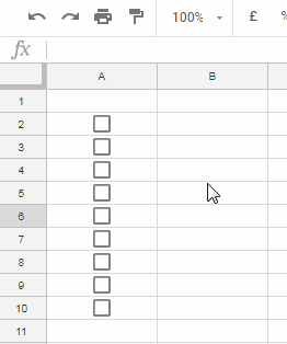 auto toggling of check boxes in Google Sheets