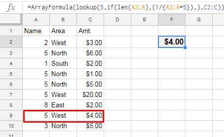 LOOKUP Function in an Unsorted Array