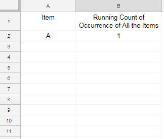 running count of occurrences in Google Sheets