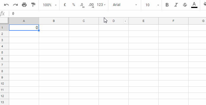 Example showing why 0 becomes December 30, 1899 in Google Sheets