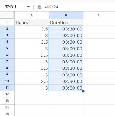 Convert Hours (Whole Number or Decimal) to Time (hh:mm) – Example