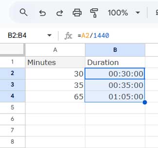 Convert Minutes to Time (hh:mm) – Example