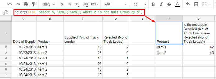 Sum and Arithmetic Operators in Google Sheets Query