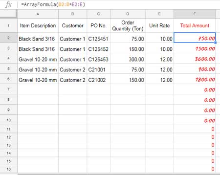 Google Sheets infinite range formula