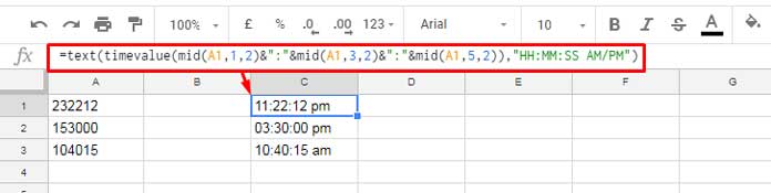 Convert Military Time in Google Sheets