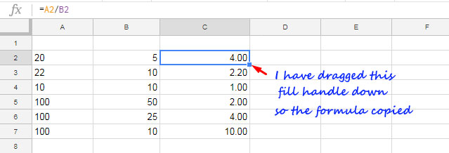 Sum Multiply Subtract Divide Numbers In Google Sheets Formulas