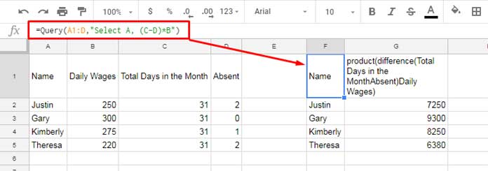 Multiple Arithmetic Operators in Query Formula