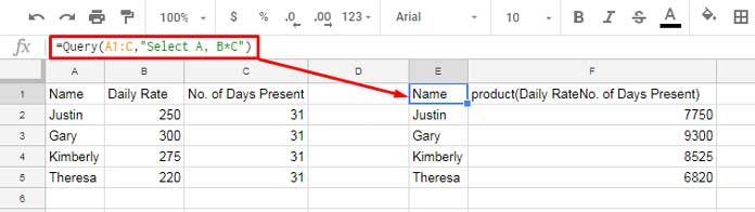Multiplication in Google Sheets Query