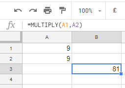 Multiply function in Google Sheets