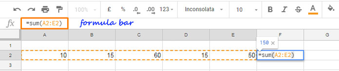 Example to Sum a Row in Google Sheets