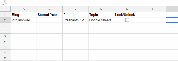 Tick Box to Lock/Unlock Cells in Google Sheets