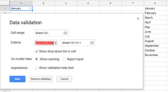 how to make drop down list in google sheet