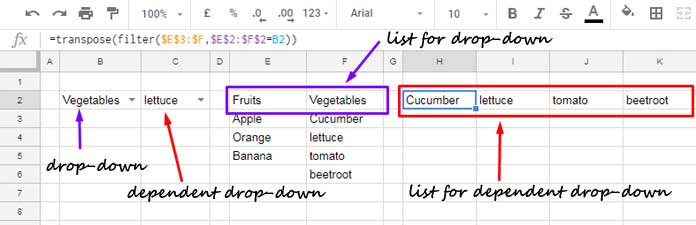 Steps to Create a Data Validation Depended Drop-down menu