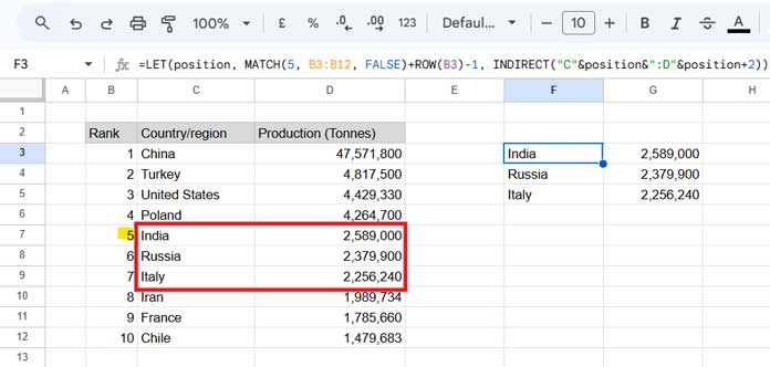 Transform MATCH to VLOOKUP using INDIRECT in Google Sheets