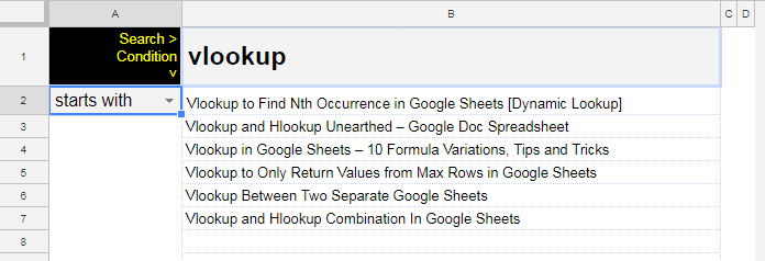 Create a Search Box Using Query in Google Sheets