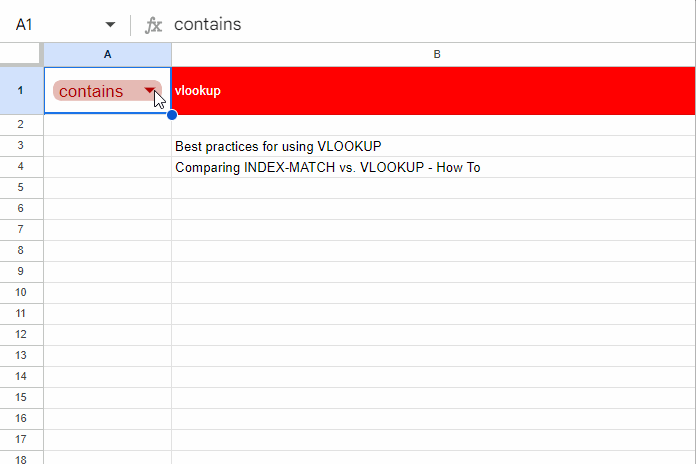 Functionality of a QUERY-Powered Search Box in Google Sheets