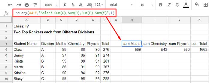 How To Use Sum Formula In Google Sheets