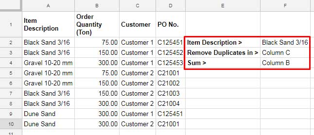 Using SUMIF to Exclude Duplicates in Google Sheets