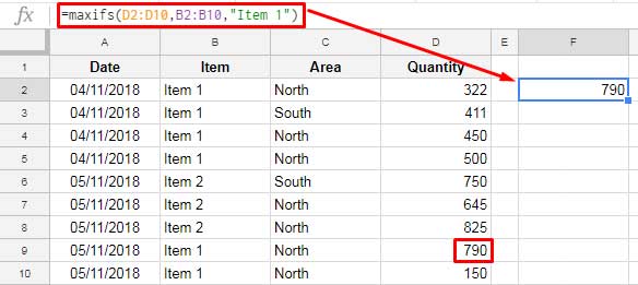 Maxifs using Explore in Google Docs Sheets