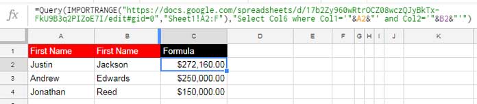 Import matching values using Query