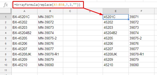 Remove the First N Characters in Google Sheets - multi column
