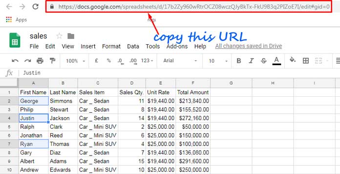 Copying URL for Importrange formula in Google Sheets