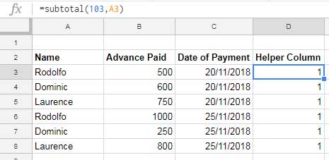 subtotal helper column for Vlookup visible rows