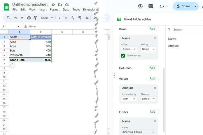 Pivot Table for Combining Duplicate Rows and Summing Values